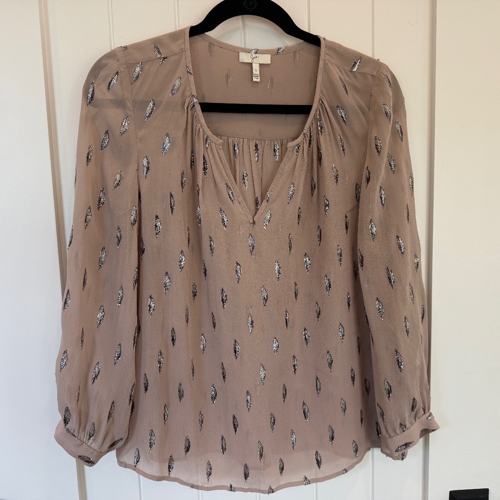 JOIE SILK AND LUREX TOP, DUSTY ROSE, SMALL